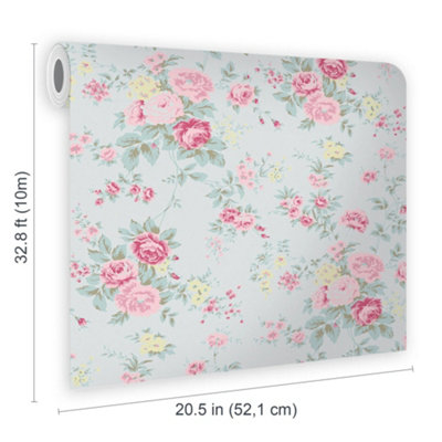 Shabby Chic by Rachel Ashwell Wild Flower Blue Floral Wallpaper
