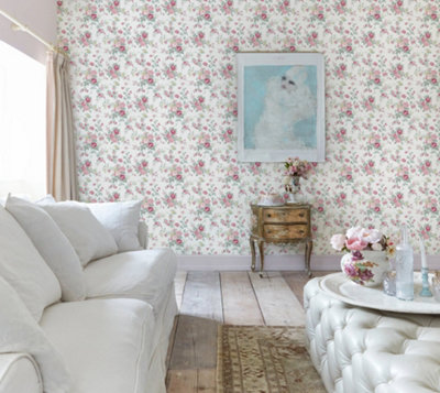 Shabby Chic by Rachel Ashwell Wild Flower Off White Floral Wallpaper