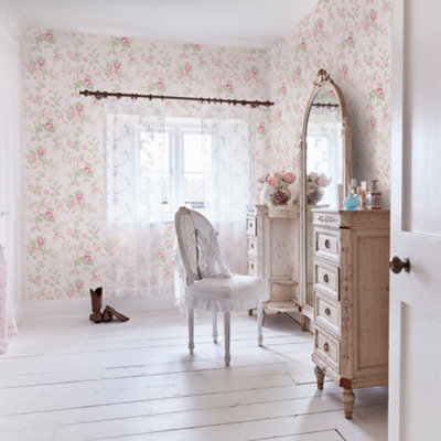 Shabby Chic by Rachel Ashwell Wild Flower Pink Floral Wallpaper