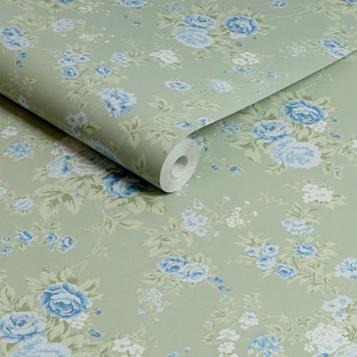 Shabby Chic by Rachel Ashwell Wild Flower Sage Floral Wallpaper