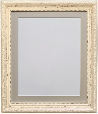 Shabby Chic Distressed Cream with Light Grey Mount for Image Size 30 x 40 CM