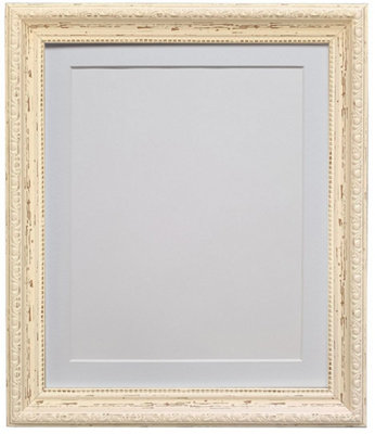 Shabby Chic Distressed Cream with White Mount for Image Size 10 x 8 Inch