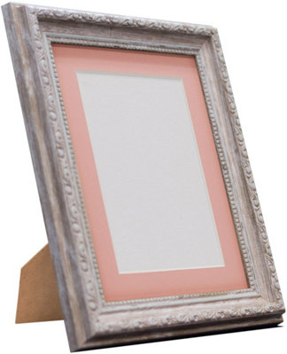 Shabby Chic Distressed Wood with Pink Mount for Image Size 10 x 6