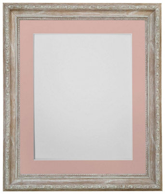Shabby Chic Distressed Wood with Pink Mount for Image Size 16 x 12 Inch