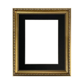 Shabby Chic Gold Frame with Black Mount for Image Size 10 x 4 Inch