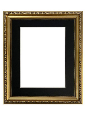 Shabby Chic Gold Frame with Black Mount for Image Size 10 x 6