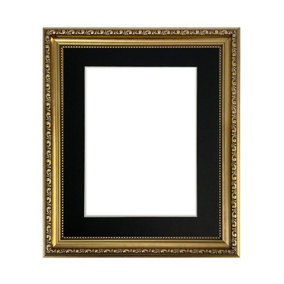 Shabby Chic Gold Frame with Black Mount for Image Size 16 x 12 Inch