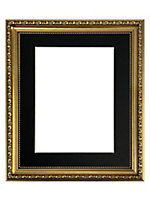 Shabby Chic Gold Frame with Black Mount for Image Size 7 x 5 Inch