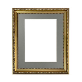 Shabby Chic Gold Frame with Dark Grey Mount for Image Size 10 x 4 Inch