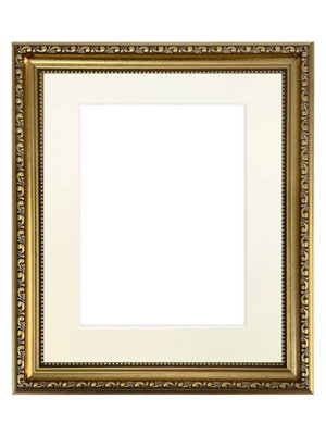 Shabby Chic Gold Frame with Ivory Mount for Image Size 10 x 4 Inch