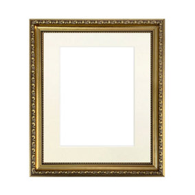 Shabby Chic Gold Frame with Ivory Mount for Image Size 10 x 4 Inch
