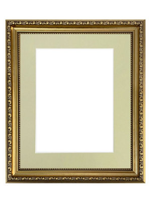 Shabby Chic Gold Frame with Light Grey Mount for Image Size 10 x 6