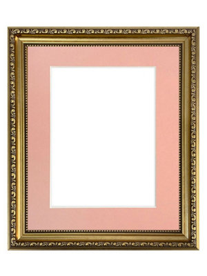Shabby Chic Gold Frame with Pink Mount for Image Size 10 x 6