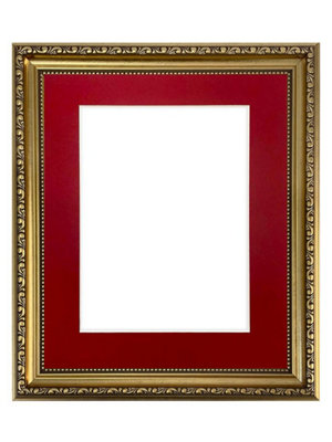 Shabby Chic Gold Frame with Red Mount for Image Size 10 x 6