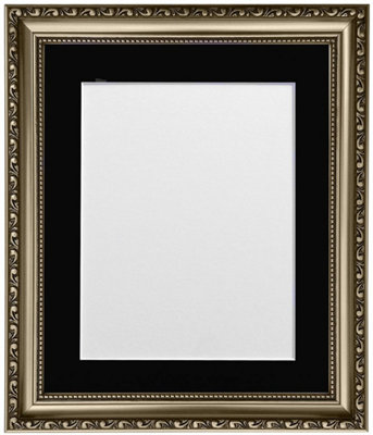 Shabby Chic Gun Metal Frame with Black Mount for Image Size 5 x 3.5 Inch