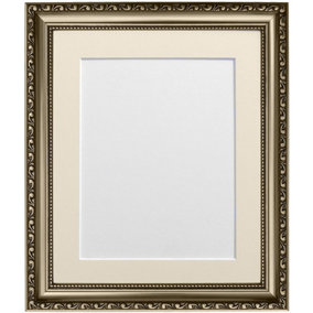 Shabby Chic Gun Metal Frame with Ivory Mount for Image Size 14 x 8 Inch