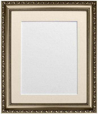 Shabby Chic Gun Metal Frame with Ivory Mount for Image Size 14 x 8 Inch
