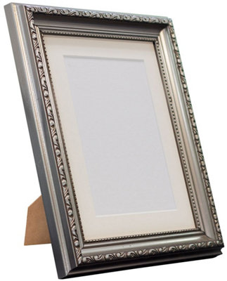 Shabby Chic Gun Metal Frame with Ivory Mount for Image Size 6 x 4 Inch