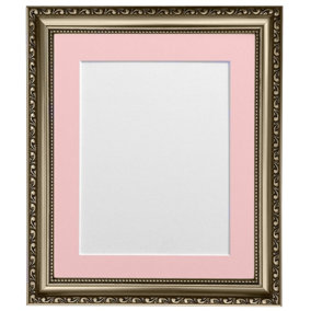 Shabby Chic Gun Metal Frame with Pink Mount for Image Size 12 x 10 Inch