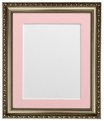 Shabby Chic Gun Metal Frame with Pink Mount for Image Size 12 x 8 Inch