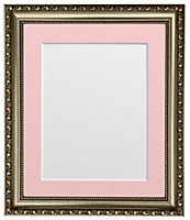 Shabby Chic Gun Metal Frame with Pink Mount for Image Size 14 x 8 Inch