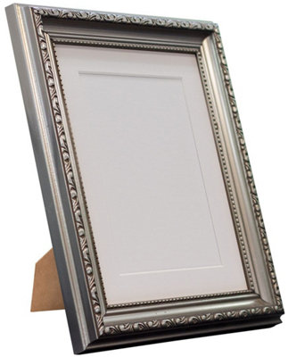 Shabby Chic Gun Metal Frame with White Mount for Image Size 4 x 3 Inch