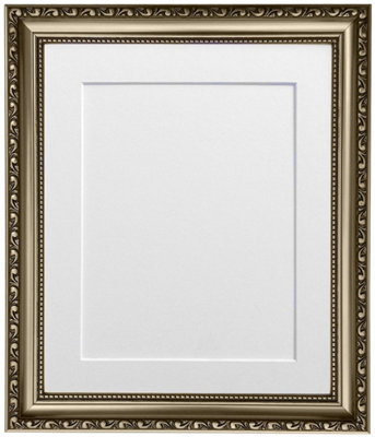 Shabby Chic Gun Metal Frame with White Mount for Image Size A3 | DIY at B&Q