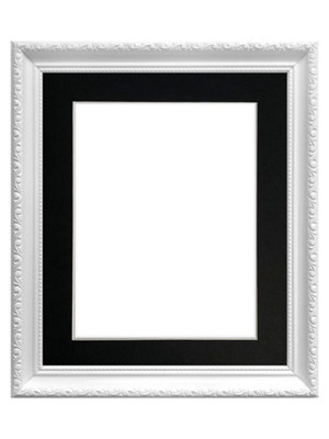 Shabby Chic White Frame with Black Mount for Image Size 10 x 4 Inch