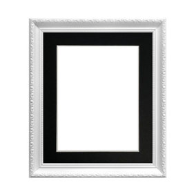 Shabby Chic White Frame with Black Mount for Image Size 10 x 4 Inch