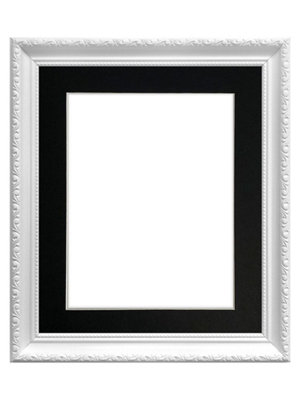 Shabby Chic White Frame with Black Mount for Image Size 12 x 8 Inch