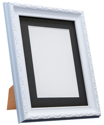 Shabby Chic White Frame with Black Mount for Image Size 12 x 8 Inch