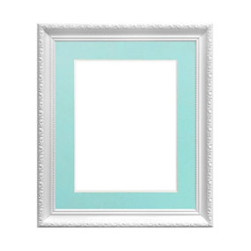 Shabby Chic White Frame with Blue Mount for Image Size 10 x 4 Inch