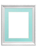 Shabby Chic White Frame with Blue Mount for Image Size 4.5 x 2.5 Inch