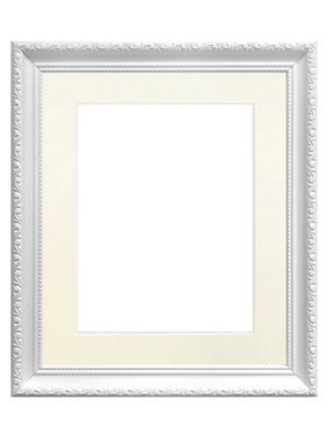 Shabby Chic White Frame with Ivory Mount for Image Size 10 x 4 Inch