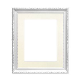 Shabby Chic White Frame with Ivory Mount for Image Size 10 x 4 Inch