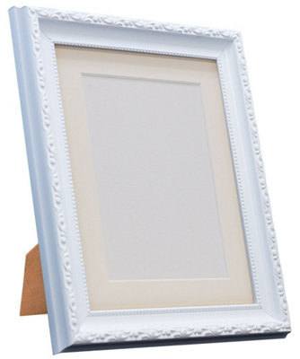 Shabby Chic White Frame with Ivory Mount for Image Size 5 x 3.5 Inch