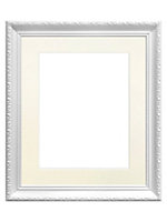 Shabby Chic White Frame with Ivory Mount for Image Size 9 x 7 Inch