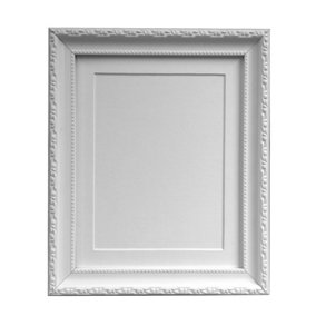 Shabby Chic White Frame with White Mount for Image Size 10 x 8 Inch