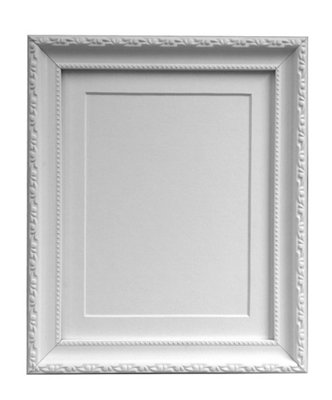Shabby Chic White Frame with White Mount for Image Size 12 x 8 Inch