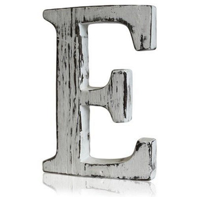 Shabby Chic White Mango Wood Decorative Letter E