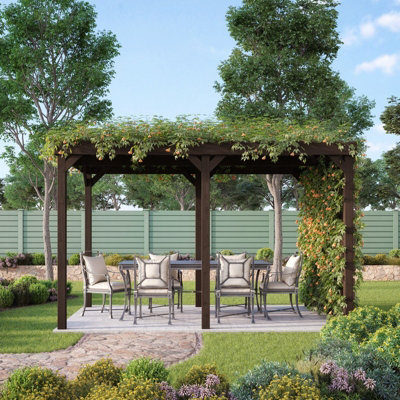 Shade Pergola - Wood - L360 x W360 x H270 cm - Rustic Brown