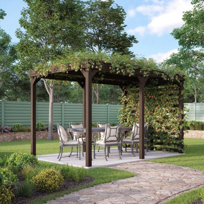 Shade Pergola - Wood - L360 x W360 x H270 cm - Rustic Brown