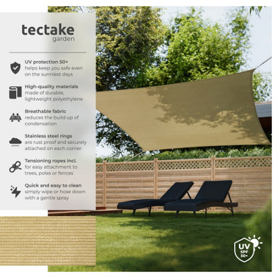 Shade Sail - rectangular with UV protection 50+, water-repellent - 4 x 4 m