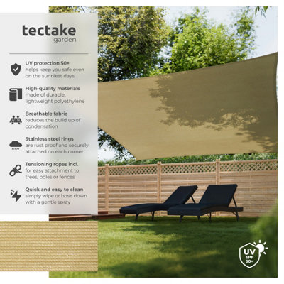 Shade Sail - rectangular with UV protection 50+, water-repellent - 5.4 x 5.4 m