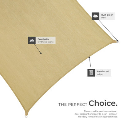 Shade Sail - rectangular with UV protection 50+, water-repellent - 5 x 5 m