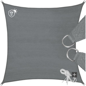 Shade Sail - rectangular with UV protection 50+, water-repellent, grey - 3.6 x 3.6 m