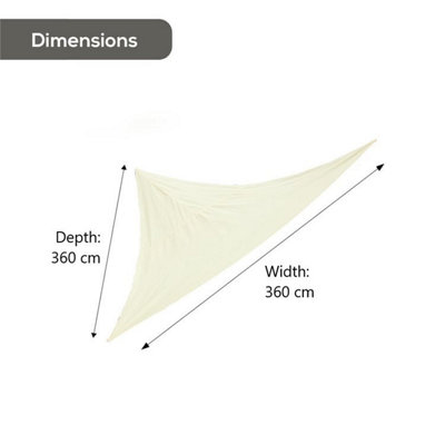 Shade Sail - Triangle 3.6m x 3.6m x 3.6m - 4