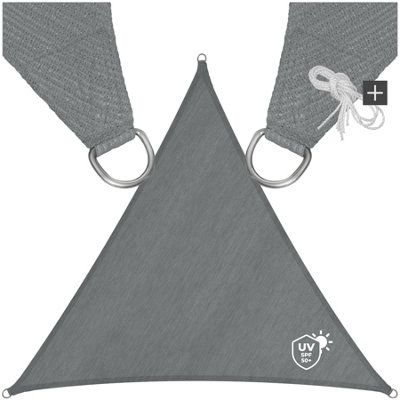 Shade Sail - triangular with UV protection 50+, water-repellent, grey - 4 x 4 x 4 m