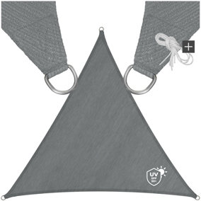 Shade Sail - triangular with UV protection 50+, water-repellent, grey - 4 x 4 x 4 m