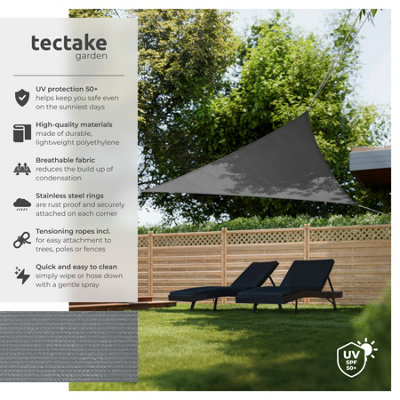 Shade Sail - triangular with UV protection 50+, water-repellent, grey - 4 x 4 x 4 m